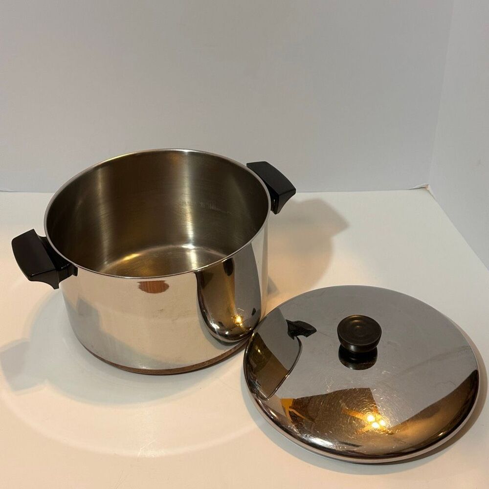 1801 Revere Ware Stainless Steel Copper Clad Bottom 6 Qt Stock Pot w/ Lid